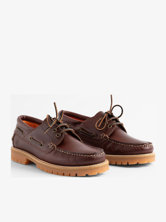 Newton Leather Men's Boat Shoes in Burgundy