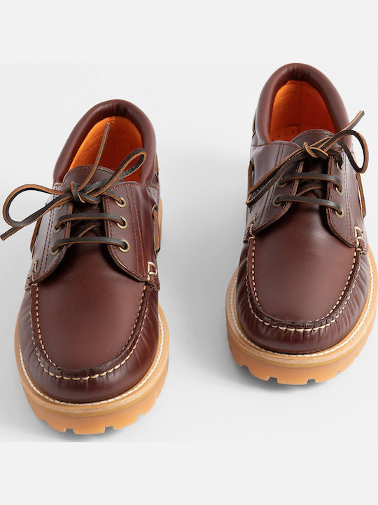 Newton Leather Men's Boat Shoes in Burgundy