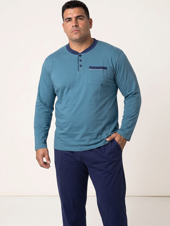 Ανδρική Plus Size Πιτζάμα Collection Comfort Henley Φούτερ Ελληνικής Κατασκευής Πετρόλ Cl27101-65-πετρόλ Ανδρική Plus Size Πιτζάμα Collection Comfort Henley Φούτερ Ελληνικής Κατασκευής Πετρόλ Cl27101-65-πετρόλ