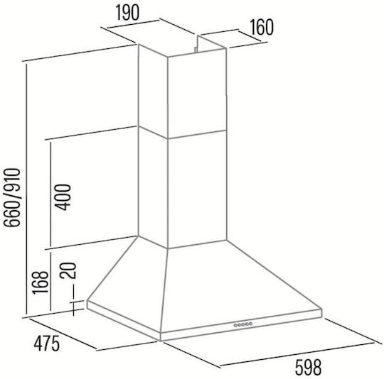 VK 9000 X Απορροφητήρας Καμινάδα 60cm Inox