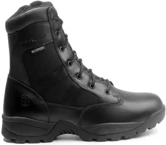 Smith & Wesson Wasserdichte Militärstiefel aus schwarzem Leder mit HydroGuard-Membran