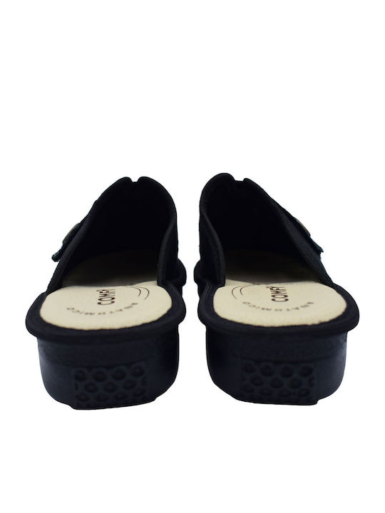 Anatomische Damen Clogs aus Leder Schwarze Hausschuhe