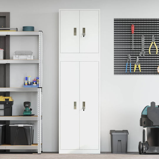 Büroschrank aus Metall und Glas mit Schloss 60x40x210cm