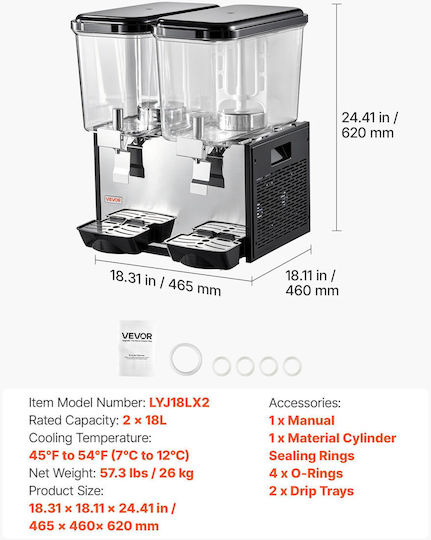 Vevor Διπλός Διανεμητής 2x18lt
