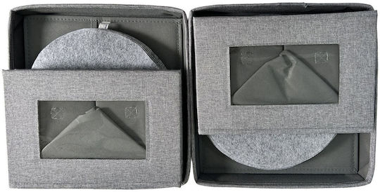 Relaxdays Stoff-Aufbewahrungsbox mit Deckel Grau 20.5x30.5x30.5cm 2 Stück