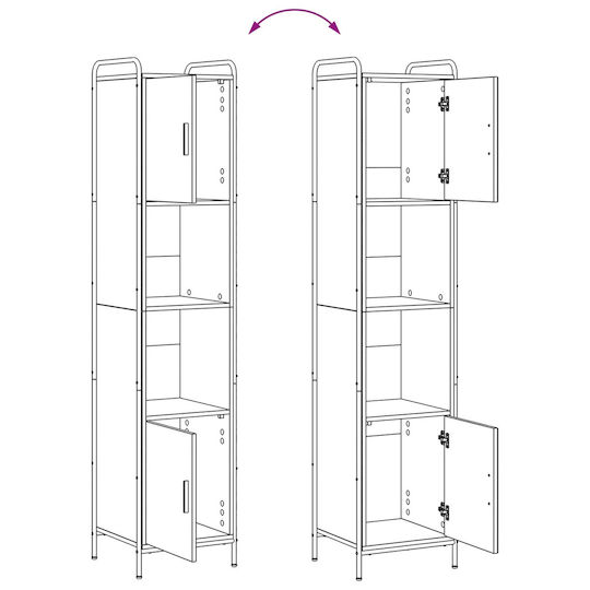 vidaXL vidaXL Bad-Hochschrank Wandmontage B46 × T36 × H181 cm Schwarz