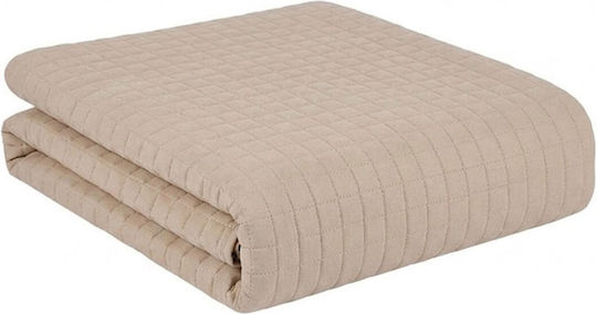 Sunshine Check Hotel Bedspread King Size L250xW240cm Beige