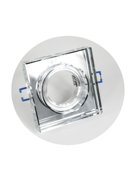 Kanlux Quadratischer Einbaustrahler aus Glas in Silberfarben