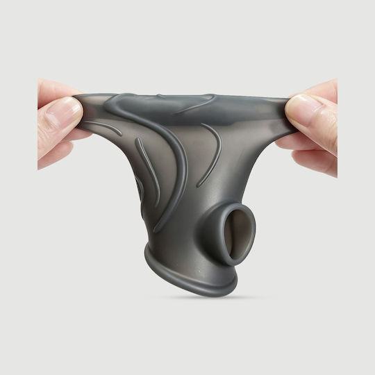 Elastische Penis-Silikonhülle Mit Erhabenen Adern Liquid Silicone Veined Penis Sleeve 15,7 Cm Schwarz