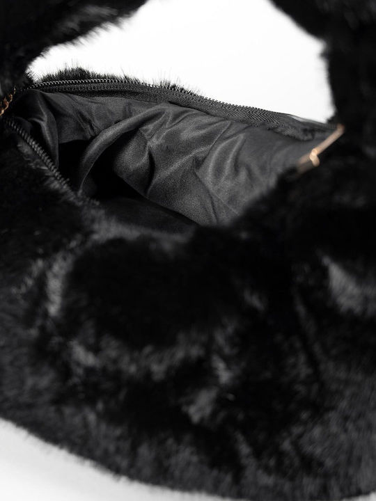Schwarze Hobo-Damentasche aus Fell
