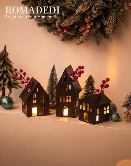 Led House Комплект метални черни фенери 3 бр.