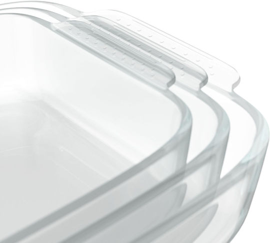 Relaxdays Square Glass Oven Dish 2000 ml 3-Piece Set