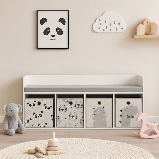Relaxdays Система за съхранение на играчки от плат, бяла, 54x32 см