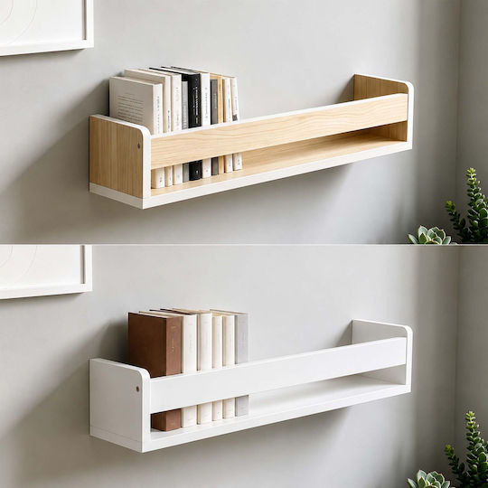 Raft de Perete pentru Copii Alb 58x12x10 cm