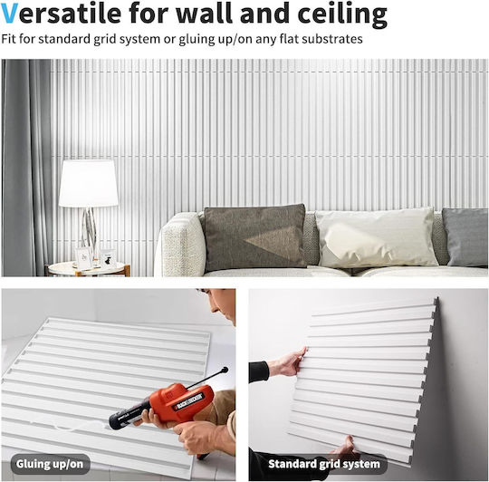 3D Wall Panels Made of PVC Adhesive / with Glue Decorative White 50x50cm 12 Pieces