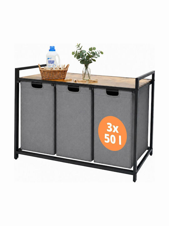 Relaxdays Καλάθι Απλύτων Υφασμάτινο 50lt 51x33x30cm Γκρι