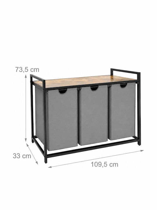 Relaxdays Καλάθι Απλύτων Υφασμάτινο 50lt 51x33x30cm Γκρι