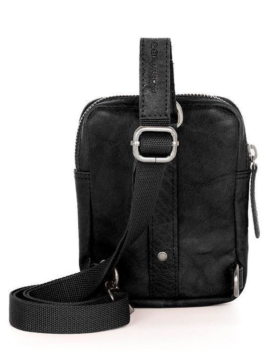 Leather Men's Sling Bag Black