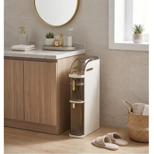 Dulap coloană pentru baie, de pardoseală, L16xA36xÎ78 cm, Albă