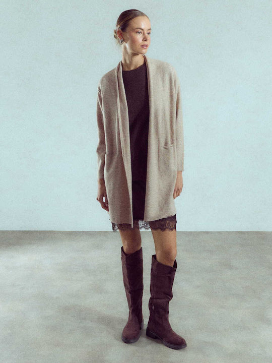 Women's Long Cardigan With Pockets Beige