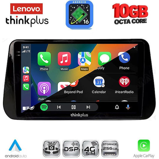 Lenovo Auto-Audiosystem für BMW X2 / X6 Hyundai iX45 / Santa Fe 2021–2023 (Bluetooth/USB/WiFi/GPS/Apple CarPlay/Android Auto) mit 10" Touchscreen