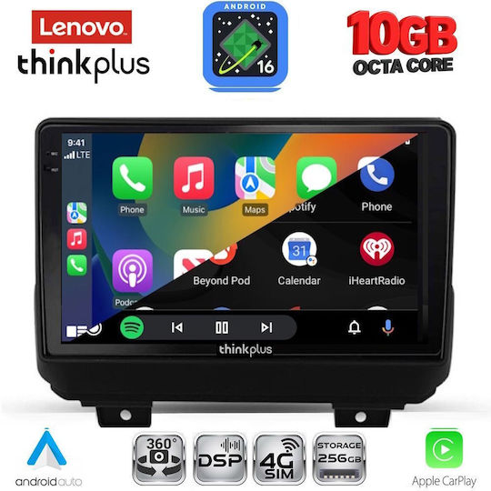 Lenovo Auto-Audiosystem für BMW X2 / X6 Jeep Wrangler 2018-2026 (Bluetooth/USB/WiFi/GPS/Apple-CarPlay/Android-Auto) mit 9-Zoll-Touchscreen