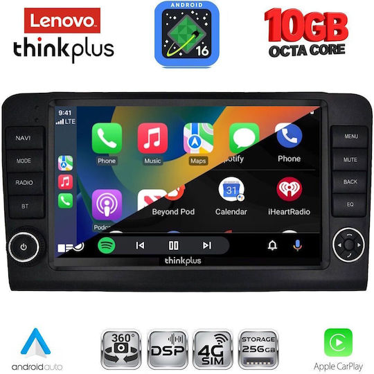 Lenovo Auto-Audiosystem für Mercedes-Benz ML / GL-Klasse BMW X2 / X6 2005–2011 (Bluetooth/USB/WiFi/GPS/Apple CarPlay/Android Auto) mit 9"-Touchscreen