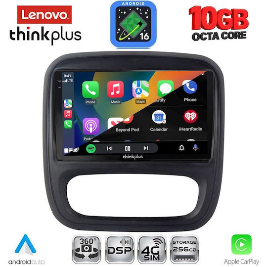 Lenovo Autoradio für Opel Vivaro, Renault Trafic, BMW X2 / X6 und Nissan NV300 2014–2019 (Bluetooth/USB/Wi-Fi/GPS/Apple CarPlay/Android Auto) mit 9"-Touchscreen