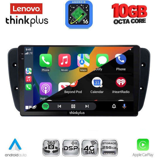 Lenovo Auto-Audiosystem für BMW X2 / X6 Seat Ibiza 2008–2015 (Bluetooth/USB/WiFi/GPS/Apple-CarPlay/Android-Auto) mit 9-Zoll-Touchscreen