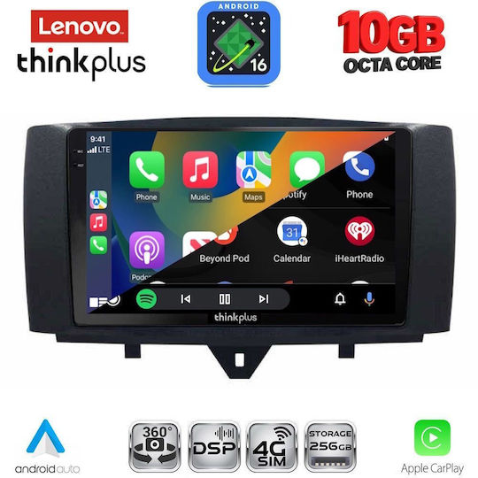 Lenovo Auto-Audiosystem für BMW X2 / X6 Smart ForTwo 2010–2015 (Bluetooth/USB/WiFi/GPS/Apple CarPlay/Android Auto) mit 9-Zoll-Touchscreen