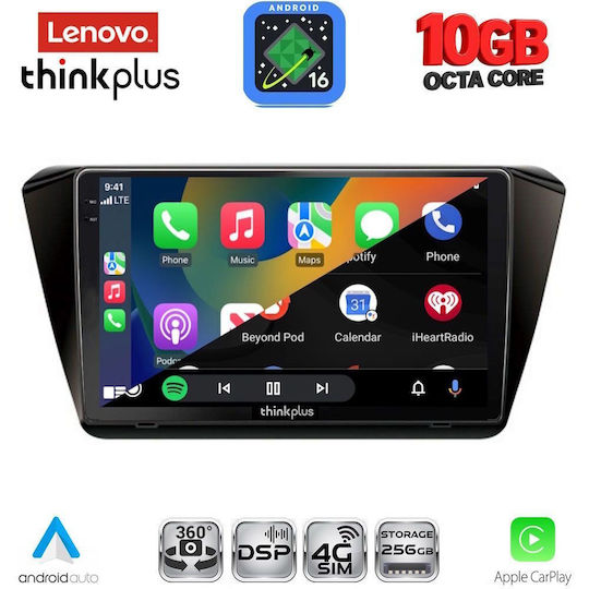 Lenovo Auto-Audiosystem für BMW X2 / X6 Skoda Superb 2015–2023 (Bluetooth/USB/WiFi/GPS/Apple CarPlay/Android Auto) mit 10-Zoll-Touchscreen