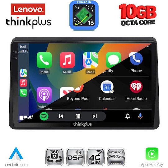 Lenovo Auto-Audiosystem für Opel Movano Renault Master BMW X2 / X6 Nissan NV400 2020–2026 (Bluetooth/USB/WiFi/GPS/Apple CarPlay/Android Auto) mit 10-Zoll-Touchscreen