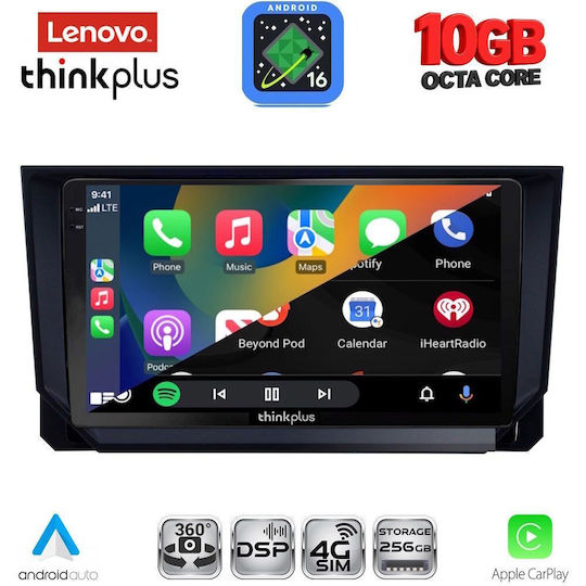 Lenovo Auto-Audiosystem für BMW X2 / X6 Seat Arona / Ibiza 2018–2026 (Bluetooth/USB/WiFi/GPS/Apple CarPlay/Android Auto) mit 9-Zoll-Touchscreen