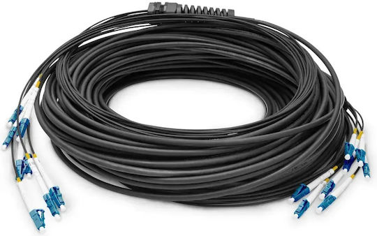 Digitus Cablu Universal de Distribuție cu Fibră Optică Duplex LC UPC Single-Mode OS2 Negru 100 Metri Preasamblat