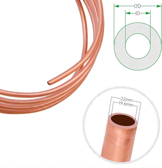 Flexible Copper Refrigeration Pipe R410 Durable Strong 22x1.2mm 2 M