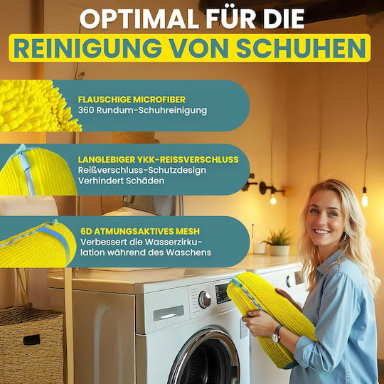 Set aus 2 strapazierfähigen gelben Wäschenetzen für Schuhe Set aus 2 strapazierfähigen gelben Wäschenetzen für Schuhe