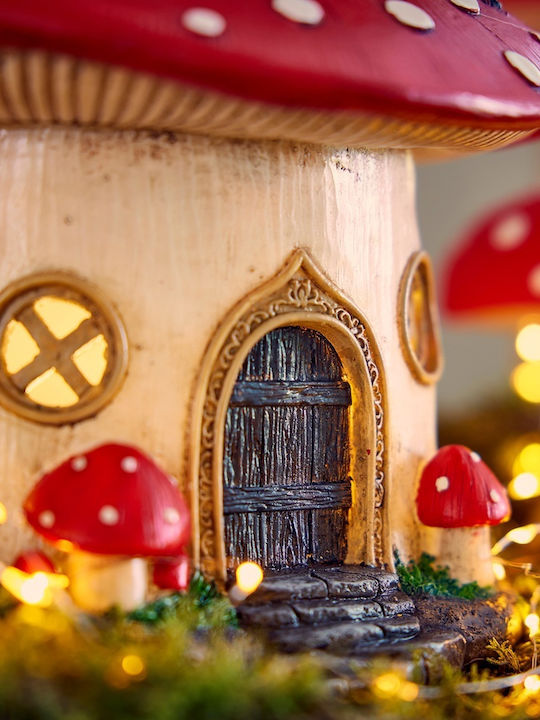 Lumineo Beleuchtetes Weihnachtliches Dekoratives Pilzhaus Rot