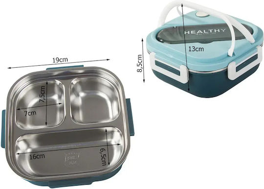 Verk Group Lunchbox aus Edelstahl, Blau, mit Fächern, 1 l
