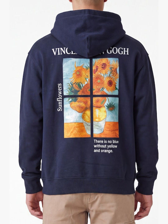 Sun Flowers Hooded Sweatshirt Blue