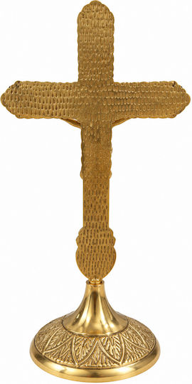 Tabletop Brass Crucifix in Mother-of-Pearl 27cm Standing Crucifix