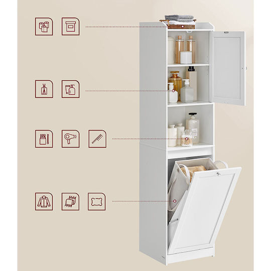 Vasagle Wandhängender Badezimmer-Säulenschrank für Waschmaschine B40 × T40 × H170 cm Weiß