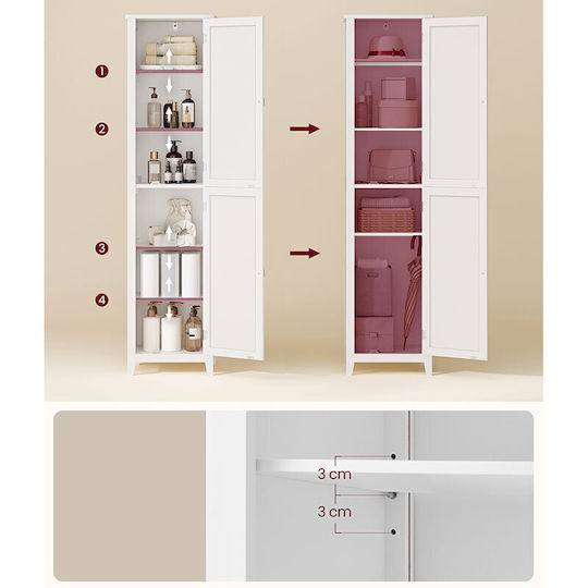 Vasagle Στήλη Μπάνιου Τοίχου Μ30xΒ40xΥ160cm Λευκή