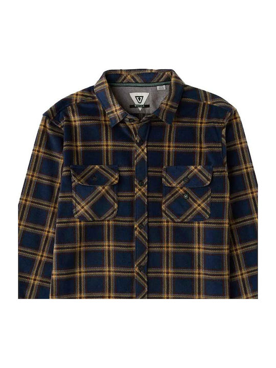 Langärmeliges kariertes Flanellhemd Dark Naval