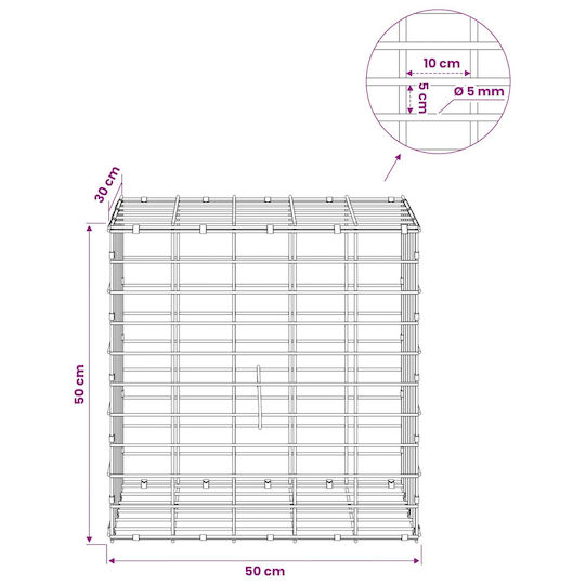 vidaXL Steel Gabion Basket for Garden Fence 50x30x50 cm Silver