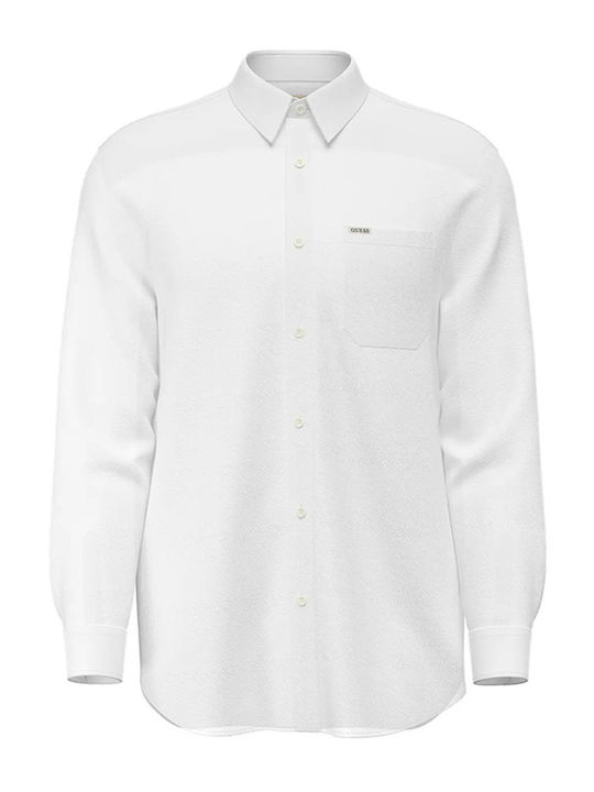 Guess Βαμβακερό Πουκάμισο Regular Fit White
