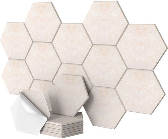 Panouri Acustice Hexagonale Autoadezive Bej 30 × 26 × 0,9 Cm Set Număr Nespecificat