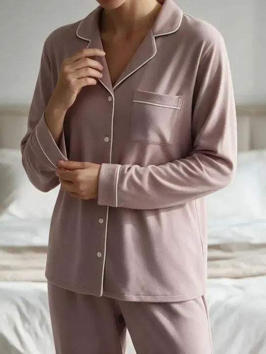 Caress Зимен Дамски Комплект Пижама Dusty Pink