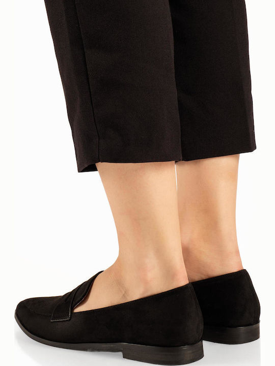Suede Γυναικεία Loafers σε Μαύρο Χρώμα