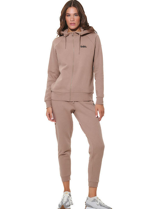 Women's Hooded Sweatshirt Jacket Mocha Meringue