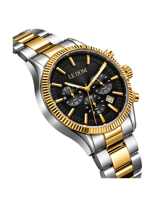 Le Dom Ceas Bărbătesc 42 mm Cu Baterie și Brățară din Oțel Auriu Le Dom Ceas Bărbătesc 42 mm Cu Baterie și Brățară din Oțel Auriu